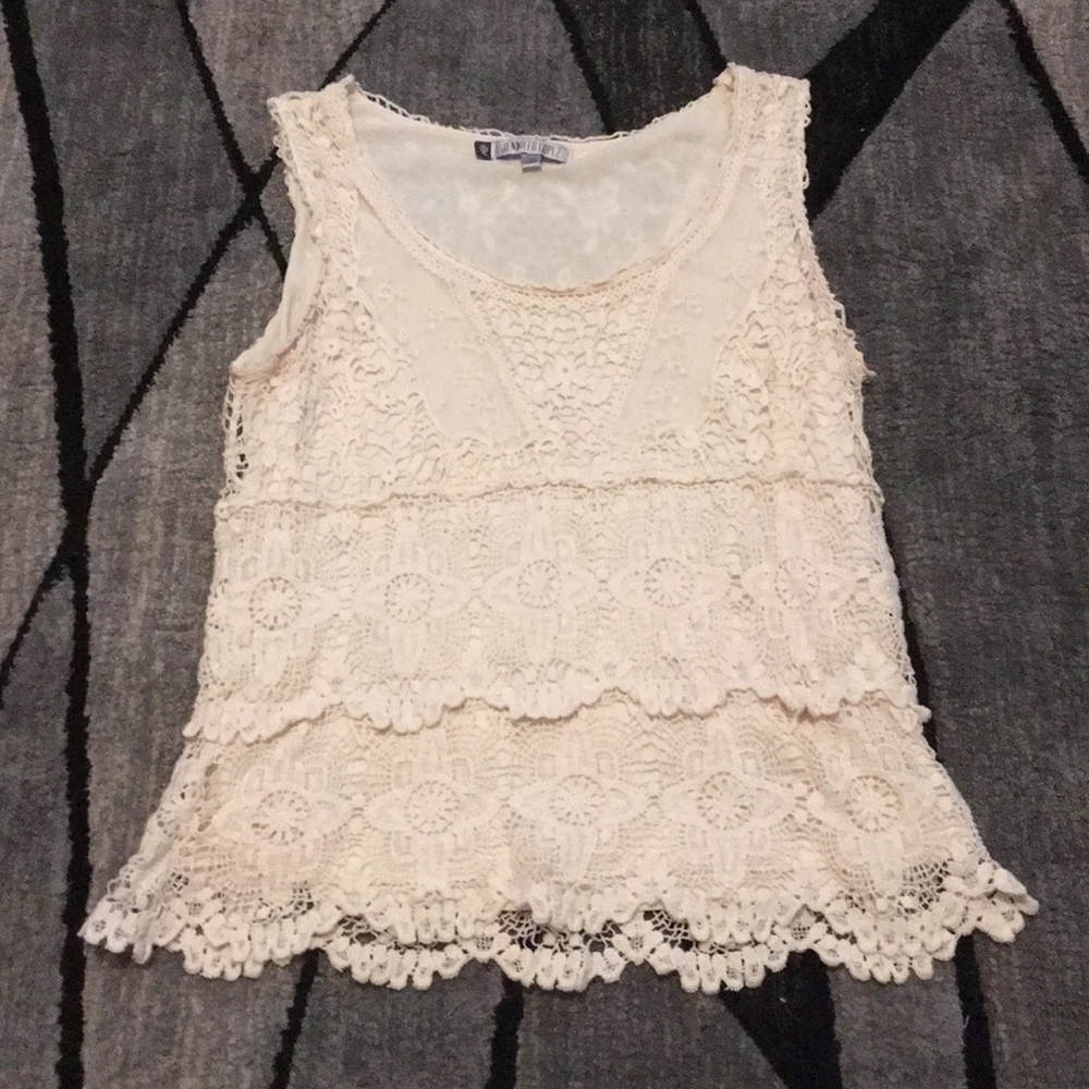 White Lace Sleeveless Shirt